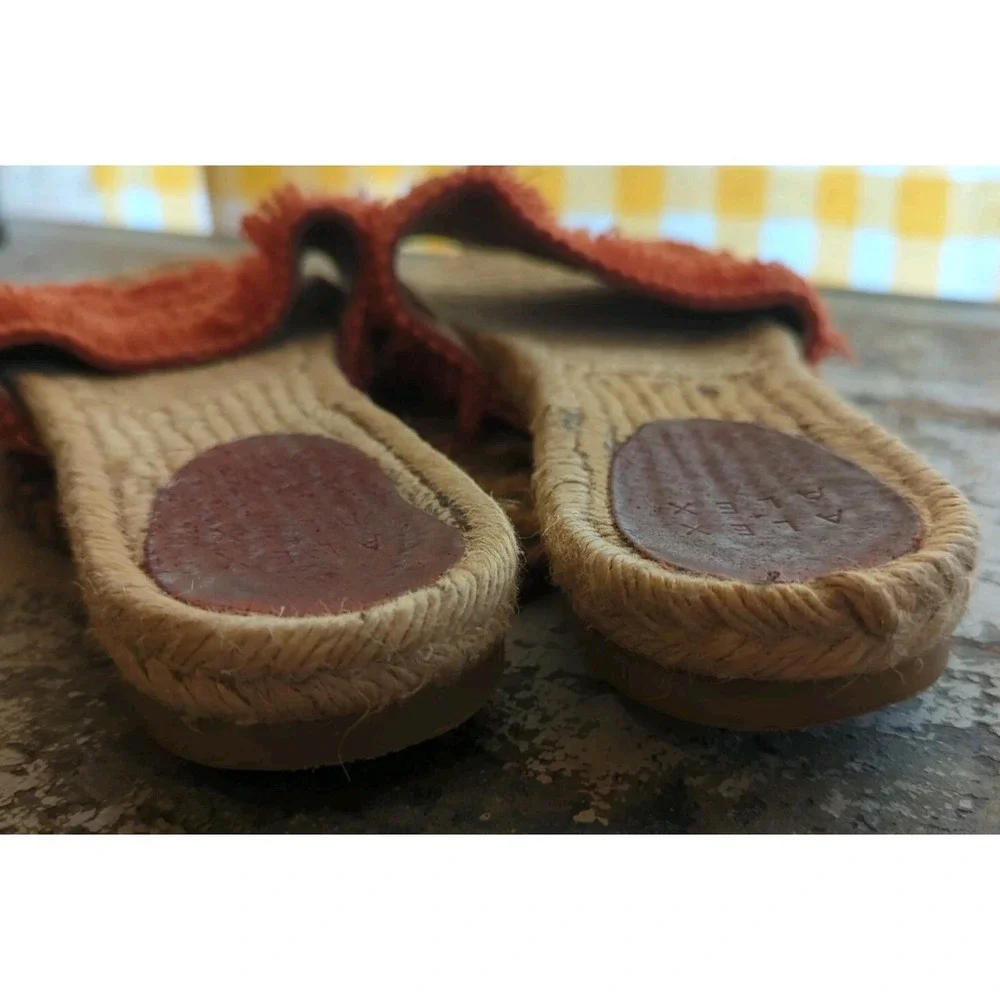 Womens Alex + Alex Bow Fringe Slides Burnt Orange Espadrilles Slip on Size US 10
